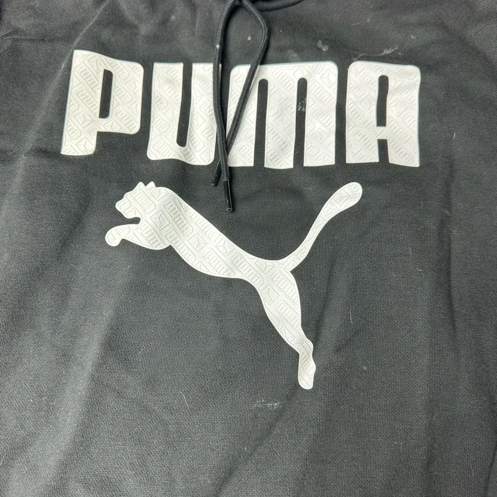 Vintage Puma Hoodie Pullover Sweatshirt Hoodie Black Kangaroo Pocket Mens Medium